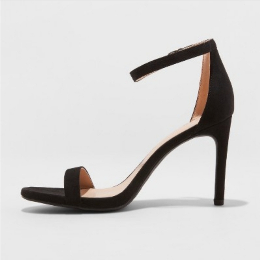Women's Gillie Microsuede Stiletto Heeled Pump Sandals - A New Day Black 8.5 - Picture 2 of 9